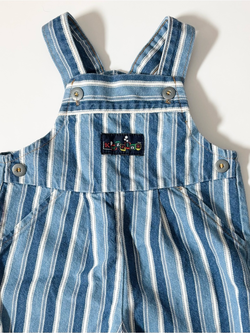 Rare Vintage 90s Kuzzins Kids Striped Denim Overalls Railroad Stripe Dungarees